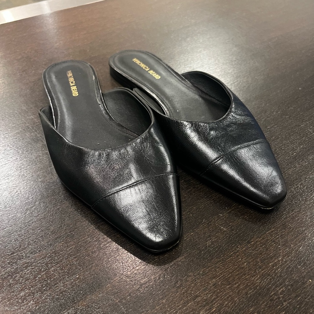 Veronica Beard Black Leather Flats